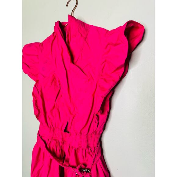 DEREK LAM 10 CROSBY Finn Pink Belted Ruffled Cotton-Poplin Mini Dress Size EU 44 - Picture 7 of 13